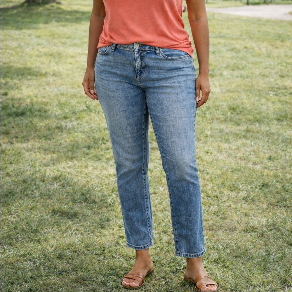 Talbots Women's 16W Straight Leg Jean Curvy Blue Stretch Denim Plus Size Mom
